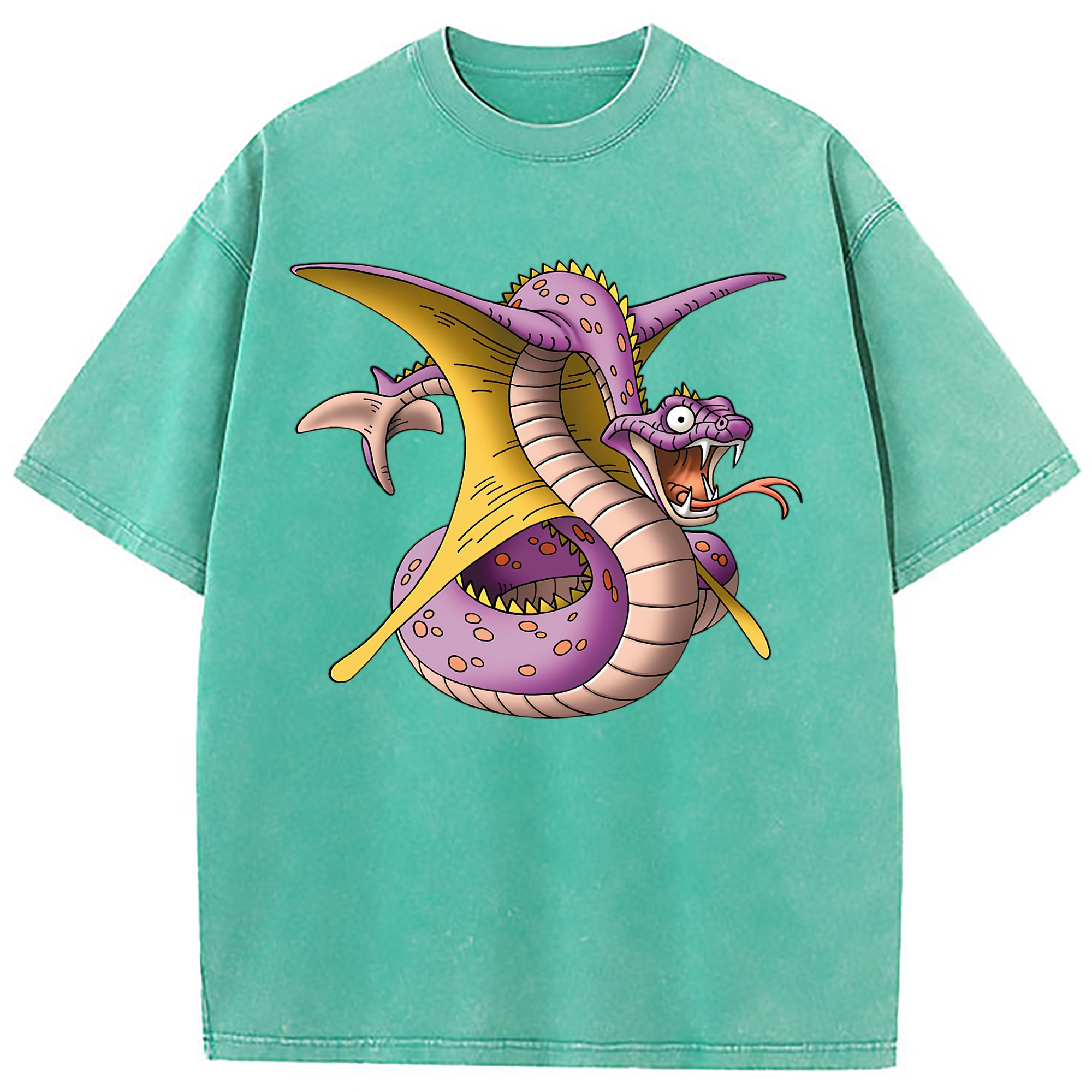 （画像用） ドラゴンクエスト Doragon Kuesuto Dragon Quest 綿100% ヴィンテージ風 半袖Tシャツ（フロントプリント）